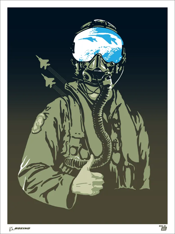 Boeing x Ames Bros All Cleared fighter pilot art print