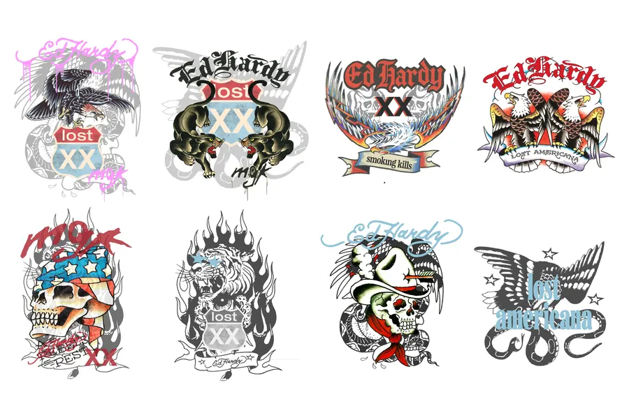 Ed Hardy x mgk tattoo flash graphics for the collection