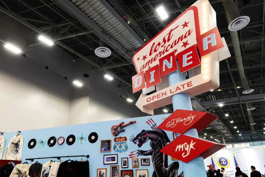 Lost Americana Diner booth for the Ed Hardy x mgk collection at ComplexCon Las Vegas 2025