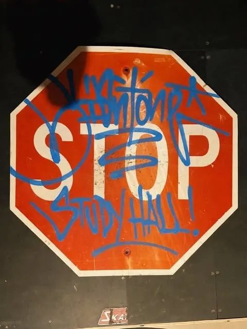 Study Hall stop sign, from @cometostudyhall