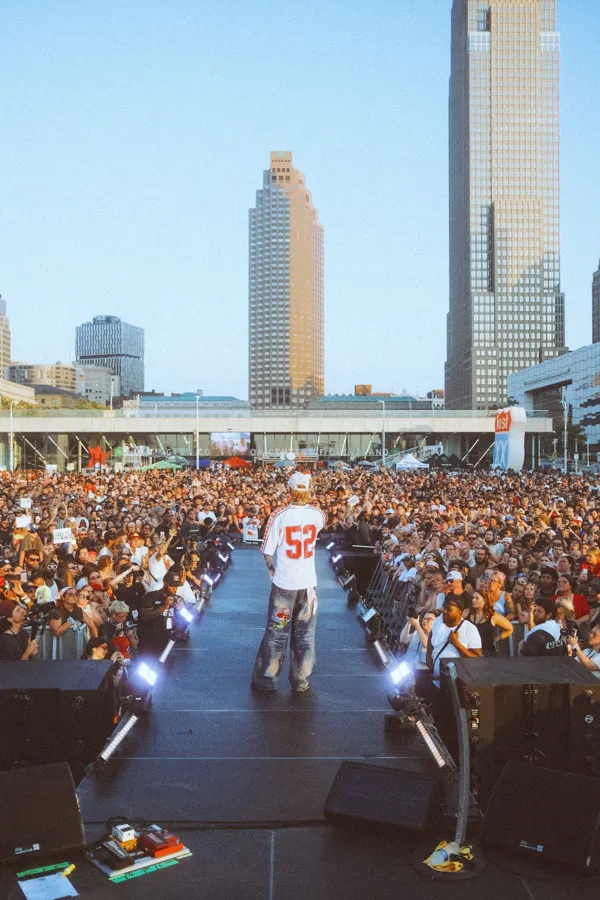 MGK Day 2025 crowd and the Cleveland skyline. Photo by Sam Cahill