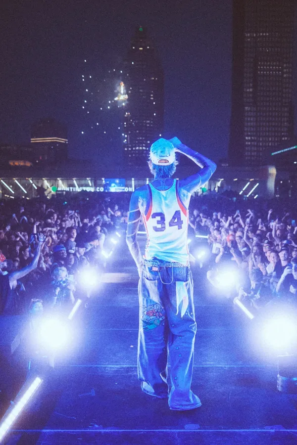 mgk on stage at MGK Day 2025, Cleveland. Photo by Sam Cahill