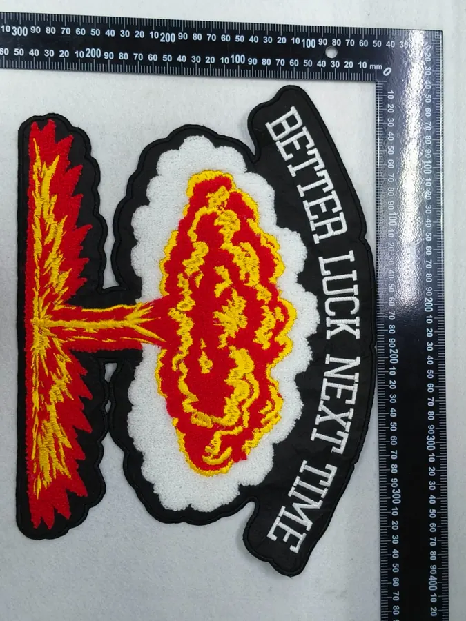 Better Luck Next Time chenille patch sample
