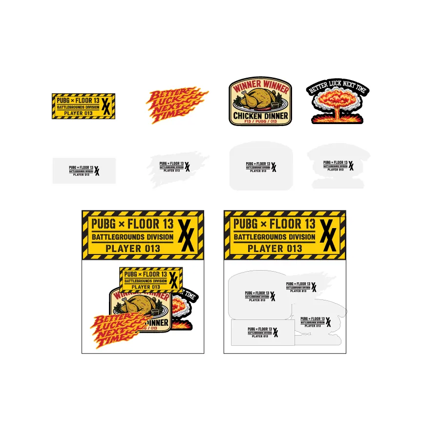 PUBG x Floor 13 sticker pack designs