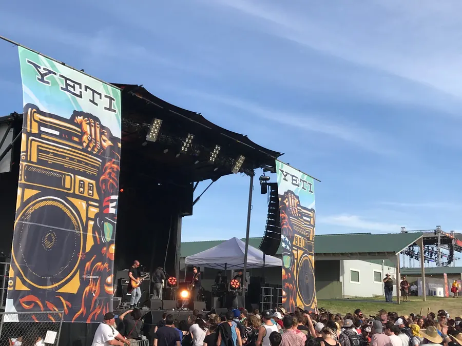 Sasquatch! 2018 Yeti stage wrapped in Ames Bros boombox artwork