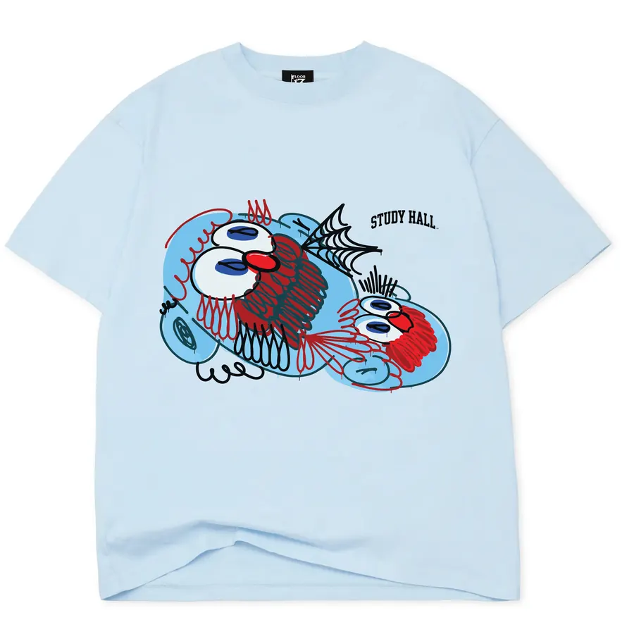 Study Hall x Slawn tee on light blue