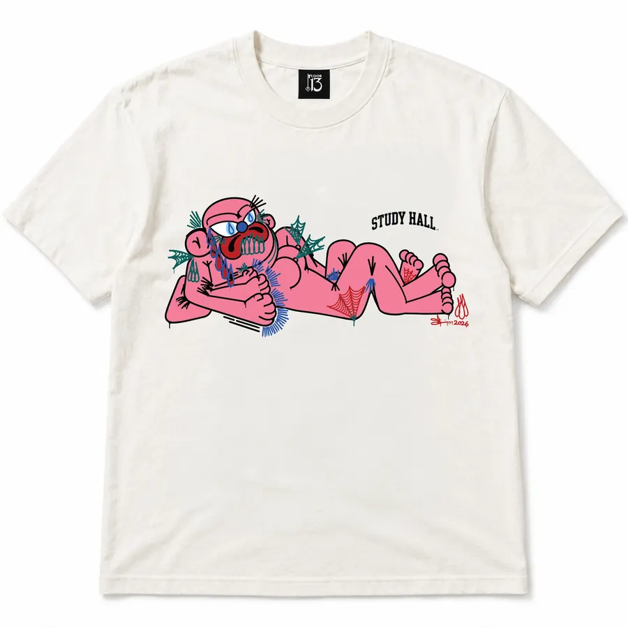 Study Hall x Slawn tee, pink figure