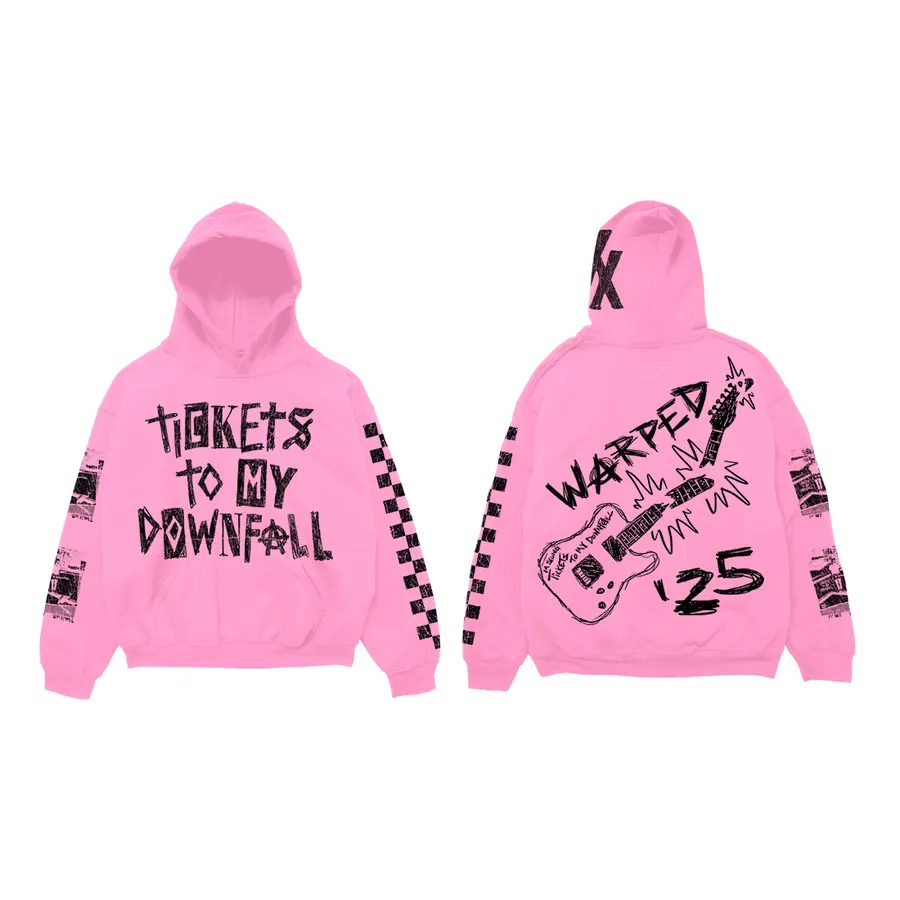 Tickets to My Downfall Warped 25 hoodie, front and back